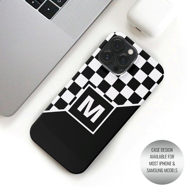 Custom Cool Black And White Chequered Flag Pattern iPhone Case (Creator Uploaded)
