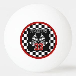 Custom Cool Black And White Chequered Flag Pattern Ping Pong Ball