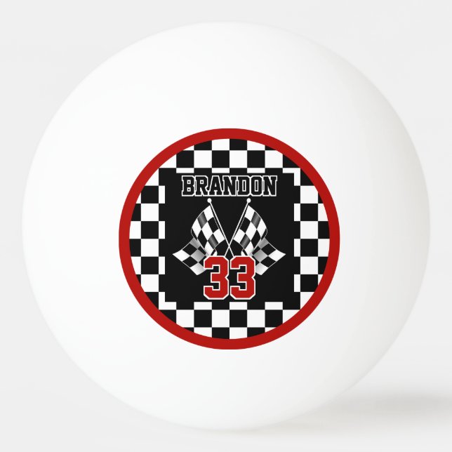 Custom Cool Black And White Chequered Flag Pattern Ping Pong Ball (Front)