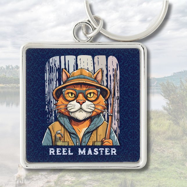 Custom Cool Cat Retirement Gifts for Fisherman Dad Key Ring (Custom Cool Cat Retirement Gifts for Fisherman Dad)