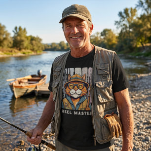 Custom Cool Cat Retirement Gifts for Fisherman Dad T-Shirt