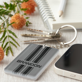 Custom Cool Classic Auto Race Sport Stripes Patter Key Ring