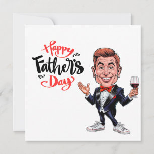 Custom Cool Dad and son Caricatures Holiday Card