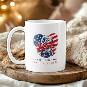 Custom "Cool Dads Club" Heart Patriotic Coffee Mug