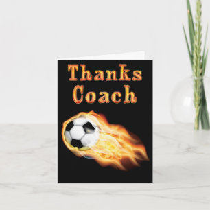 Custom Cool Flaming Soccer Coach Thank You Card