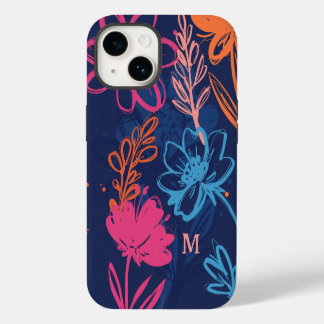 Custom Cool Floral Boho Colourful Monogram Tropica iPhone 14 Case