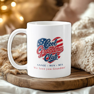 Custom "Cool Grandmas Club" Heart Patriotic Coffee Mug