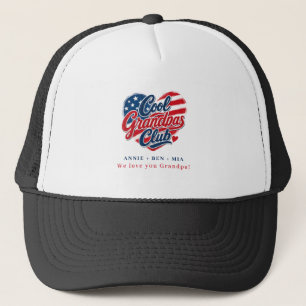 Custom "Cool Grandpas Club" Heart Patriotic Trucker Hat