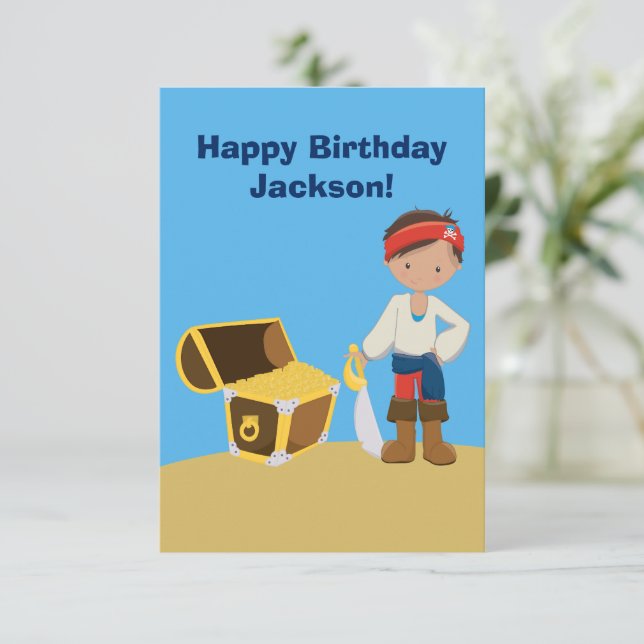 Custom Cool Pirate Boy Kids Happy Birthday (Standing Front)