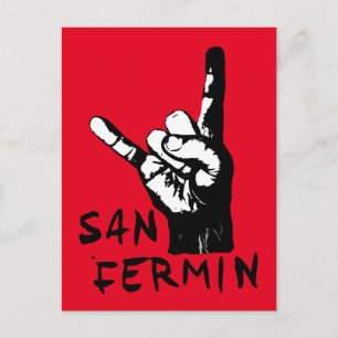 Custom, cool San Fermin rock fingers bull head: Postcard