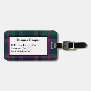 Custom Cooper Tartan Plaid Luggage Tag