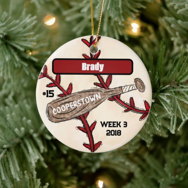 Custom Cooperstown Baseball / Player Keepsake Ceramic Tree Decoration (Tree)