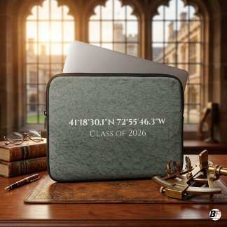 Custom Coordinates Class of 2026 Minimalist Laptop Sleeve