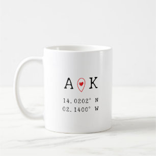 Custom Coordinates Fist Date Valentine's Day Gift Coffee Mug