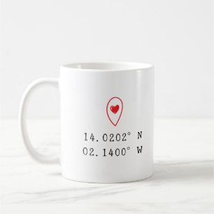 Custom Coordinates Heat Location Valentine's Day Coffee Mug