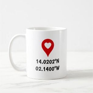 Custom Coordinates Location Valentine's Day Gift Coffee Mug