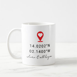 Custom Coordinates Location Valentine's Day Gift Coffee Mug