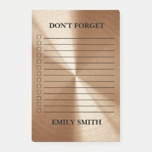 Custom Copper Metallic Lined Checklist To Do List Post-it Notes