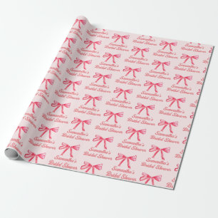 Custom Coquette Blush Pink Bow Girly Bridal Shower Wrapping Paper