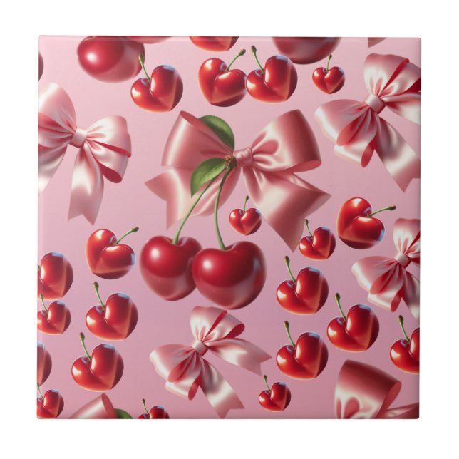 Custom Coquette Heart Bow Pattern  Tile (Front)