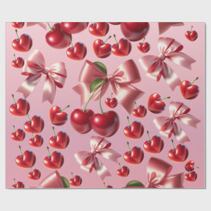 Custom Coquette Heart Bow Pattern Wrapping Paper
