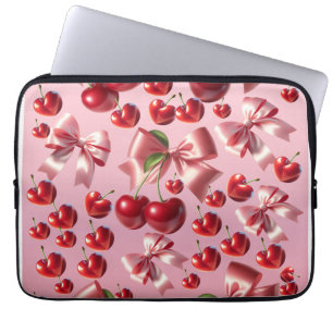 Custom Coquette Heart Bow Pattern Wrapping Paper Laptop Sleeve