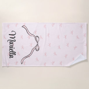 Custom Coquette Pink Bow Personal Beach Towel