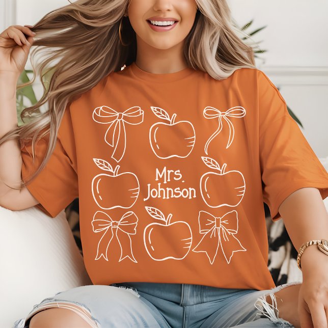 Custom Coquette Shirt for Teachers, Back to School (coquette teacher shirt, teacher appreciation gift, best teacher ever tee, minimalist teacher shirt,)