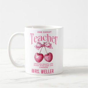 Custom Coquette Watercolor Cherries Teacher Coffee Mug