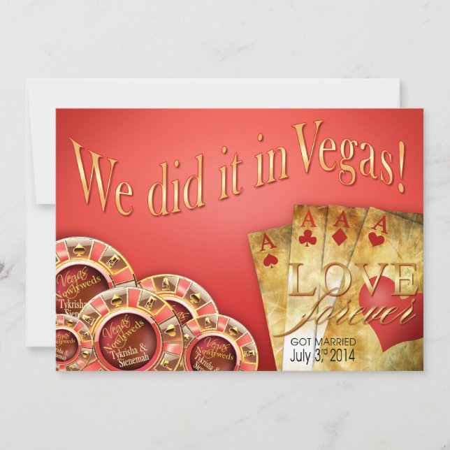 ::CUSTOM:: Coral Gold Las Vegas Deluxe Wedding Invitation (Front)