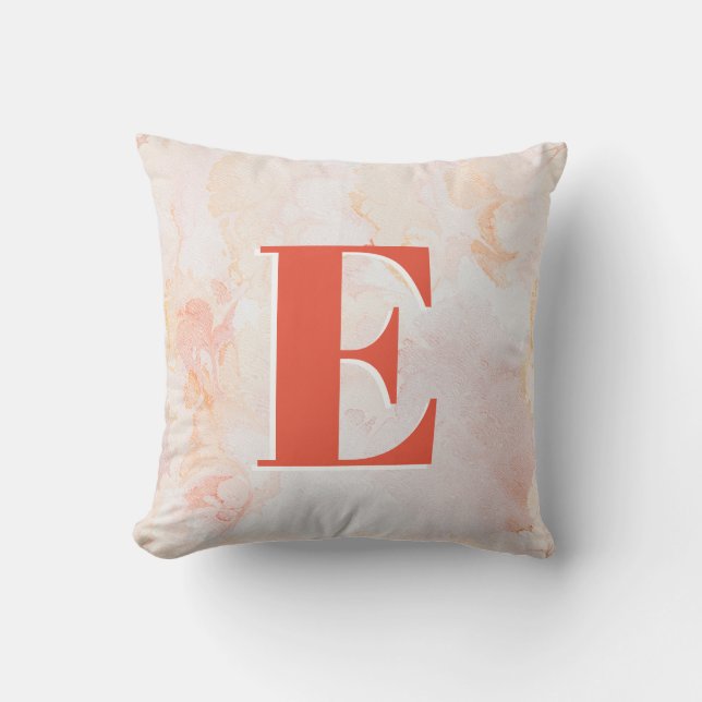 Custom coral marble Monogram Cushion (Front)
