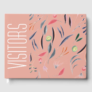 Custom CORAL PINK Floral Guest Book