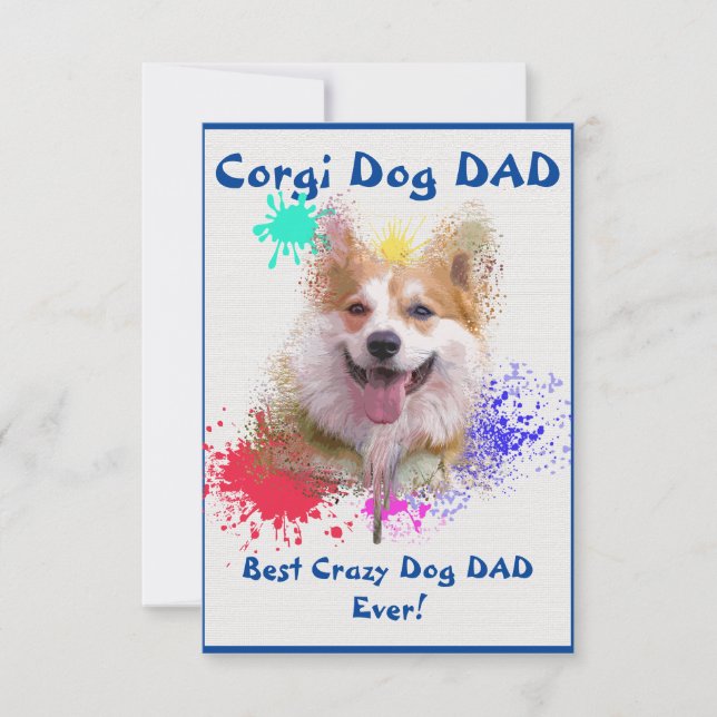 Custom Corgi dad Dog Best Crazy Dog Dad  Thank You Card (Front)