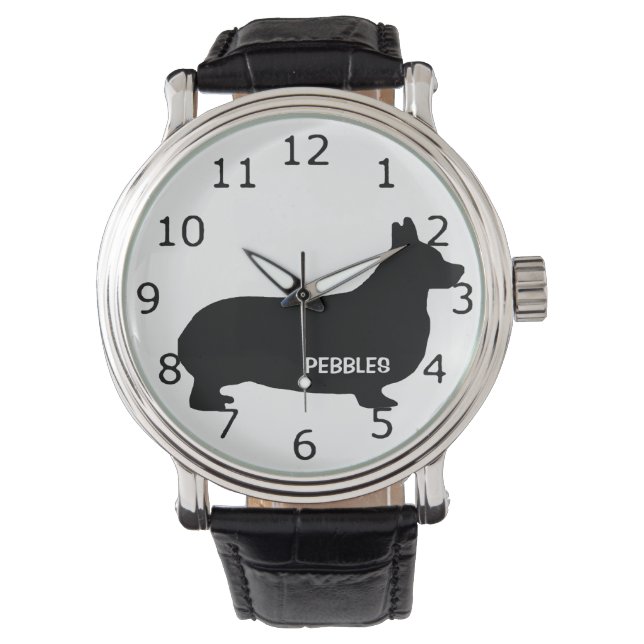 CUSTOM Corgi Dog Silhouette Watch (Front)
