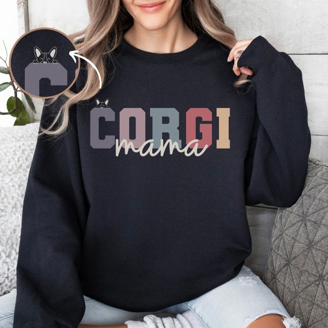 Custom Corgi Mama Dog Retro College Style Sweatshirt (Creator Uploaded)