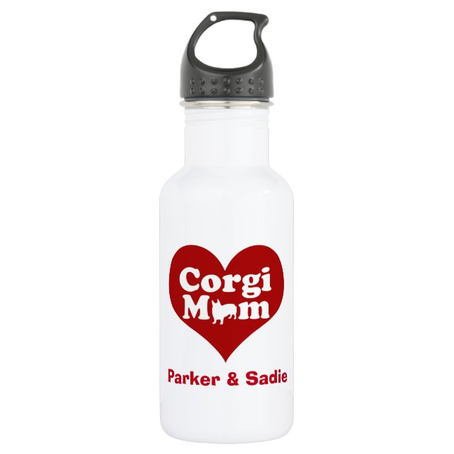 Custom Corgi Mum Red Heart 532 Ml Water Bottle (Front)
