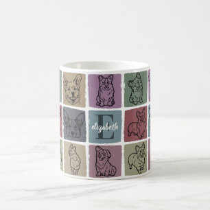 Custom Corgi Name Gift Retro Vintage Pet Lover Art Coffee Mug