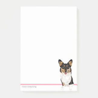 Custom Corgi Notepad Stationary With Name Pink