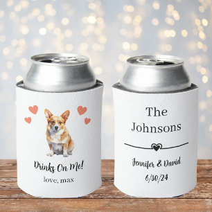 Custom Corgi Pet Wedding Can Cooler