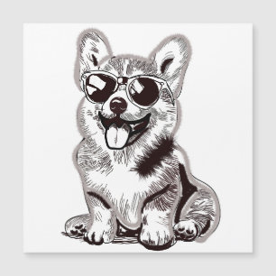 Custom Corgi Puppy with Sunglasses   Sketch Art