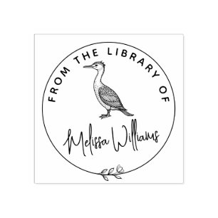 Custom Cormorant Ex Libris From the Library Book Rubber Stamp