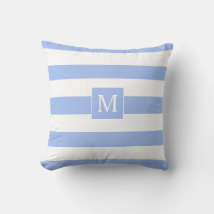 Custom cornflower Blue White Stripes Outdoor Cushion