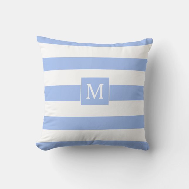 Custom cornflower Blue White Stripes Outdoor Cushion (Front)