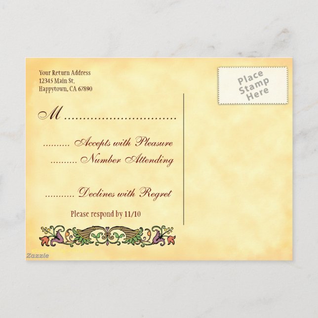 Custom Cornucopia Thanksgiving RSVP Postcard (Back)