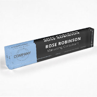 Custom Corporate Business Logo Black Acrylic Desk Nameplate