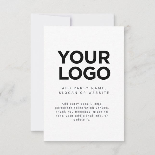 Custom Corporate Business Logo Formal White Invitation (Front)