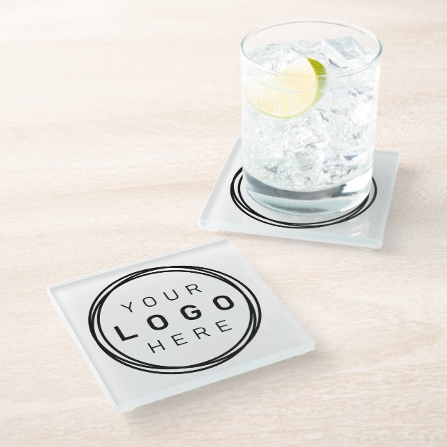 Custom Corporate Business Logo Glass Coaster (Angled)
