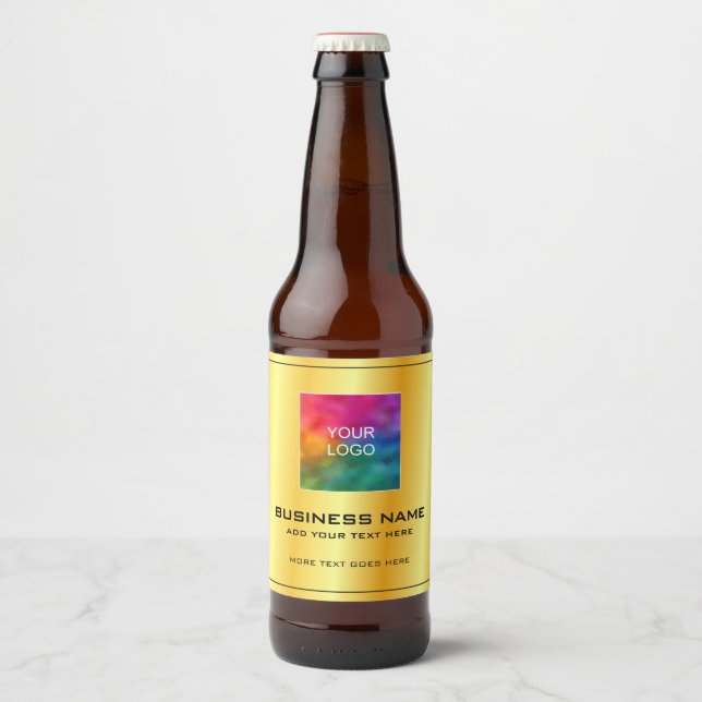 Custom Corporate Business Logo Here Modern Elegant Beer Bottle Label (Front)