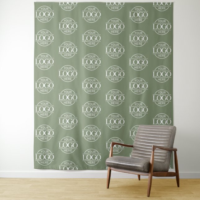 Custom Corporate Business Logo Pattern Backdrop Tapestry (In Situ)