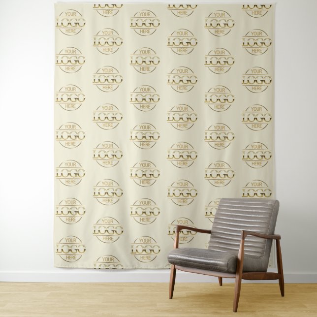 Custom Corporate Business Logo Pattern Backdrop Tapestry (In Situ)